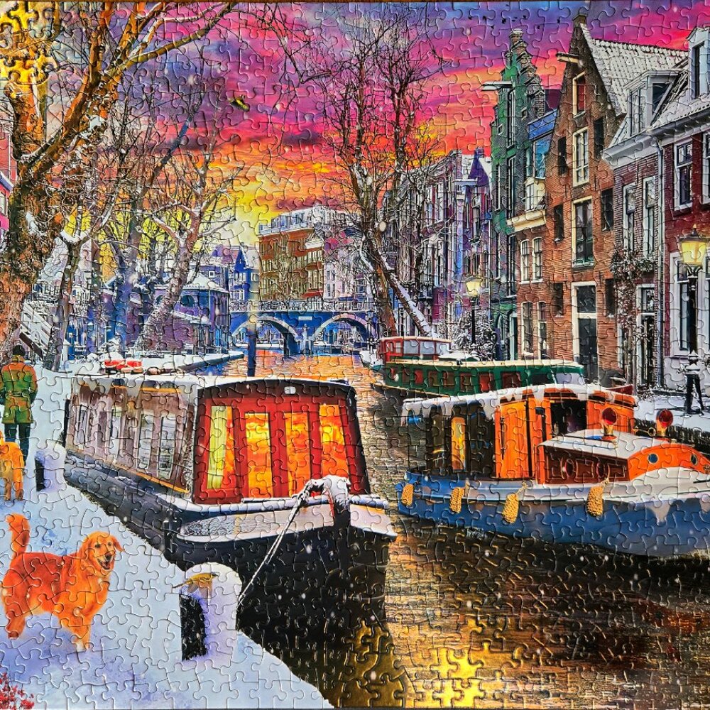 Winter Canal, 1000 piece puzzle, Vermont Christmas Company